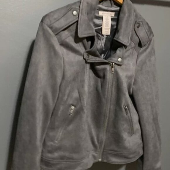 Philosophy Women Size XL Jacket Motorcycle Grey Zip Casual Chic Bomber - Picture 1 of 7